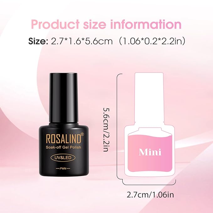 ROSALIND Pink Gel Polish, 8 Colors Hot Pink Light Pink Neon Pink Gel Nail Polish Set Pink Shades Pink Valentine Gel Polish Collection Nail Art Gift DIY at Home