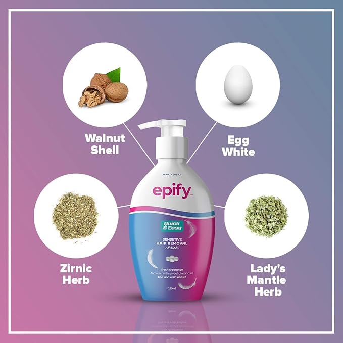 Epify Intimate Hair Removal Cream for Men and Women - Sensitive Skin, Pubic & Bikini Areas (Pack of 3)