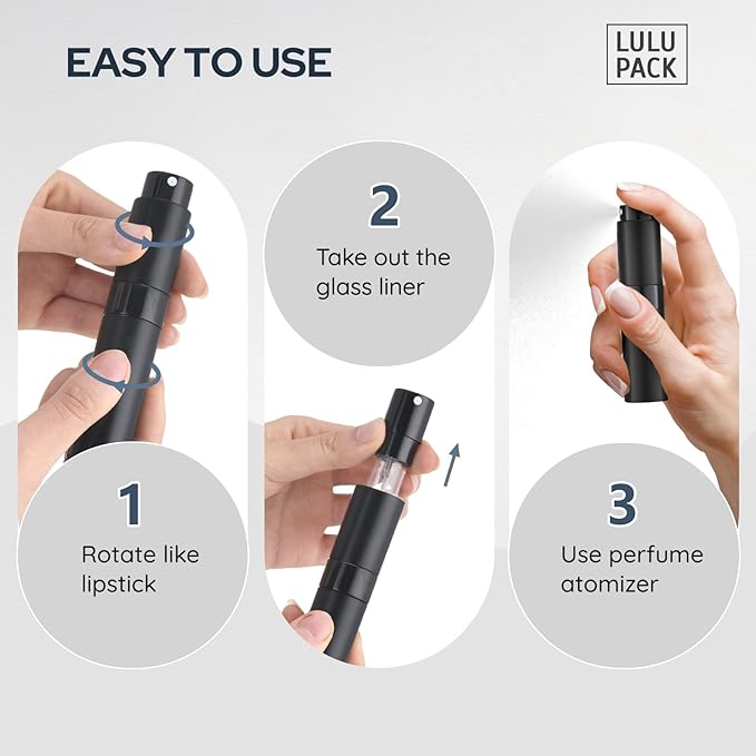 Travel Perfume Bottle Refillable - Cologne Spray Atomizer Mini - Small Travel Size Empty Sprayer for Refill Sample Container - Portable Fragrance Decant Dispenser for Women Men 8ml 4PCS Grey