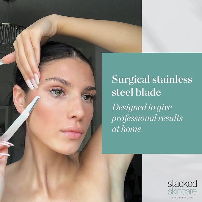 StackedSkincare Dermaplaning Replacement Blades - 3 Pack Face Razor Refills for Women, Peach Fuzz Remover and Exfoliating Tool, Fits StackedSkincare Dermaplane Tool