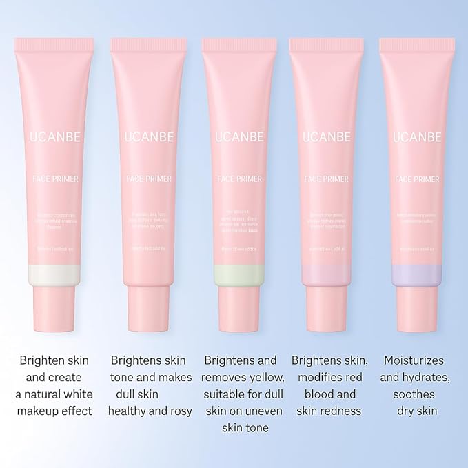 UCANBE 5-Color Skin Tone Adjusting Primer Set: Smooth, lightweight face primer - a long-lasting base for face makeup, suitable for all skin types