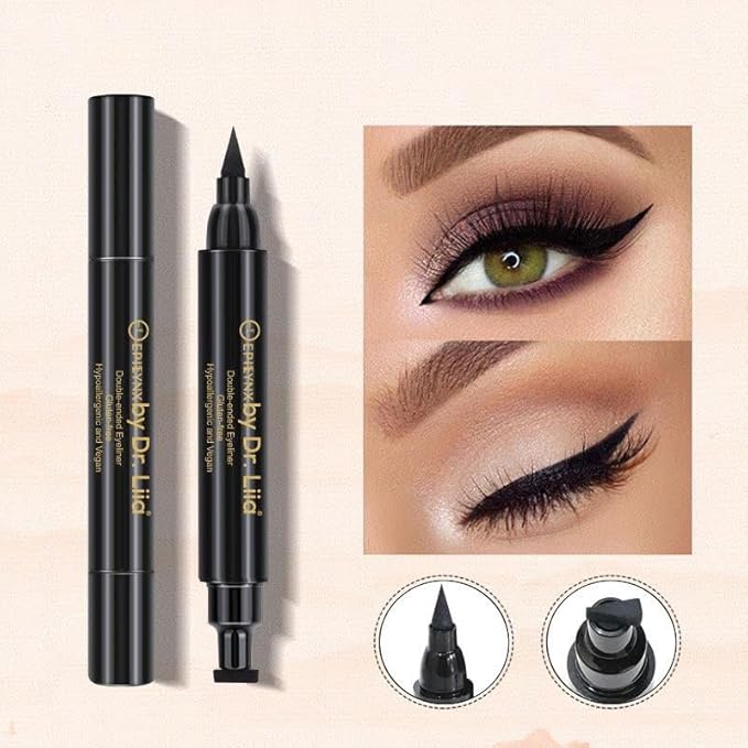 Waterproof Eyeliner - Double-Ended, Long-Lasting Liquid Eyeliner Pen with Precision Tip for Smooth Application - Smudge-Proof, Hypoallergenic, Vegan & Gluten-Free Eye Liner, 2mL Purple
