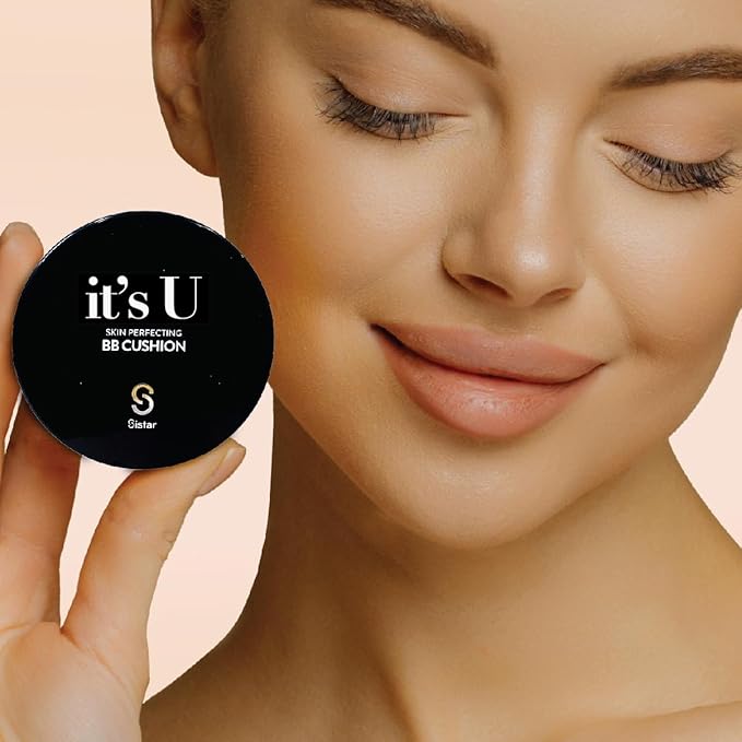Sistar Skin Perfecting BB Cushion Full Coverage Long Lasting Natural Glow Foundation On The Go Case With Mirror (Medium)