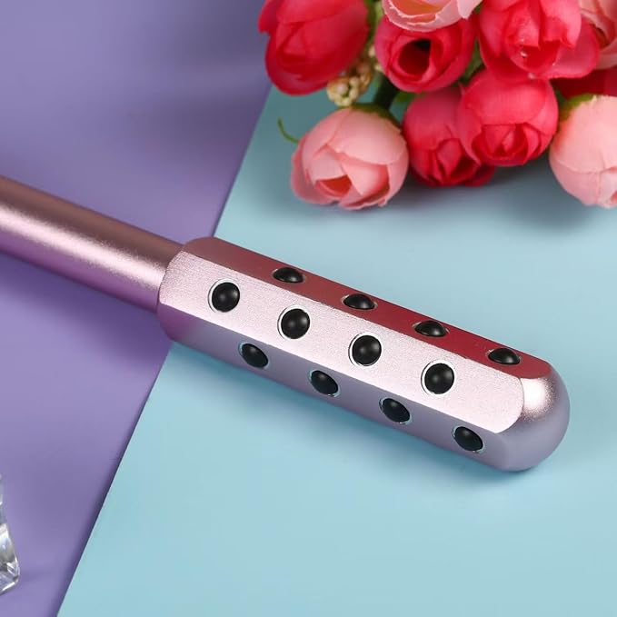 KKKing Radiance Roller - Germanium Stone Uplifting Face Beauty Massage Tool/Roller/Wand for Skin Tightening, De-Puffing, Sculpt/Lift, Anti-Aging | Uplift Face Roller, Facial Roller (Rose Gold)