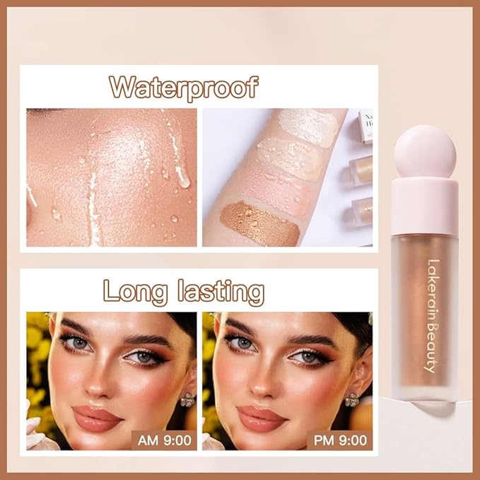 Liquid Contour Stick Makeup Glotion, Waterproof Luminous Lotion, Silky Smooth Glitter Highlighter Makeup Stick, Multi-Use Body Shimmer (#4 Candlelight)