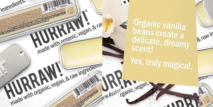 Hurraw! Coconut, Mint, Vanilla Lip Balm Slim Slider Tins, 3 Pack Bundle: Organic, Certified Vegan, Cruelty and Gluten Free. Non-GMO, All Natural Ingredients. Bee, Shea, Soy and Palm Free. Made in USA