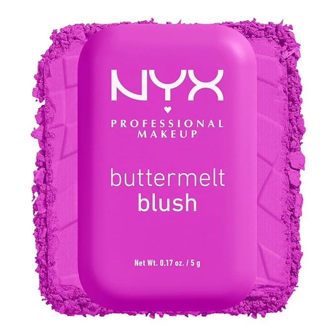 NYX PROFESSIONAL MAKEUP Buttermelt Powder Blush, Fade and Transfer-Resistant Blush, Up to 12HR Make Up Wear, Vegan Formula - All The Butta