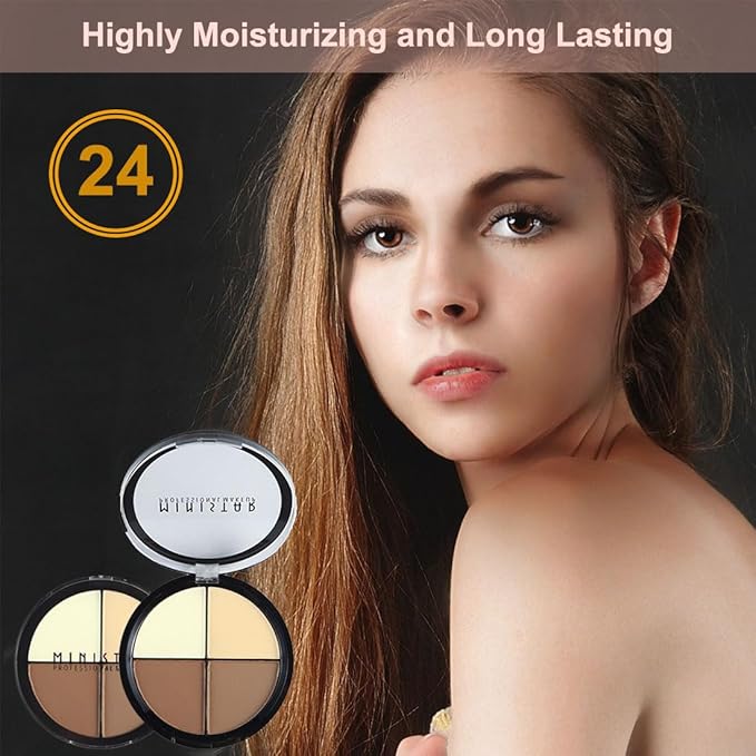 Contour and Highlight Palette Powder Contour Kit Concealing, Highlighting & Contouring Foundation/Concealer Makeup Palette Full Coverage for Conceal Trouble Spots Dullness