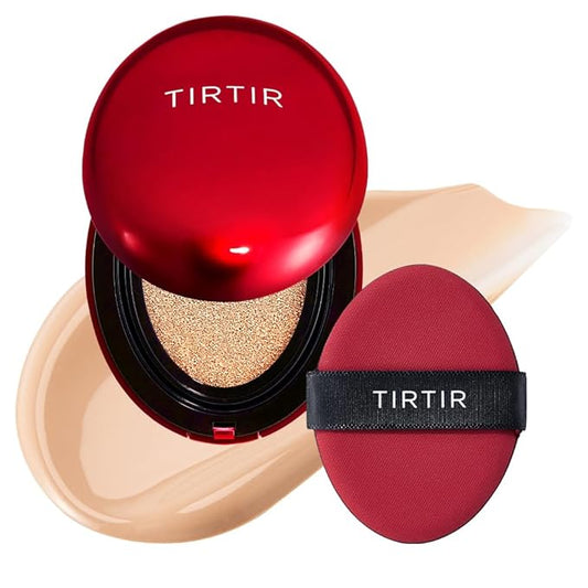TIRTIR Mask Fit Red Cushion Foundation | Full coverage, Weightless, Skin fit, Satin Glow Finish, Korean Makeup, beauty, Tattoo cover up, Buildable (#21N Ivory, 0.63 Fl Oz)