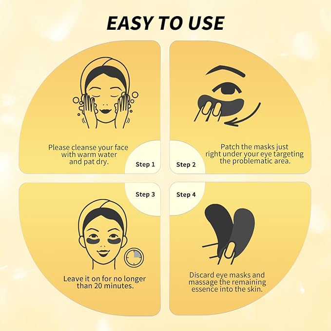 Under Eye Patches(36 Pairs), 24K Gold, Caffeine, Retinol Eye Masks for Puffy Eyes, Wrinkles, Dark Circles, Undereye Bags Treatment - Restoring & Awakening & Moisturizer Skin care Gift for Women