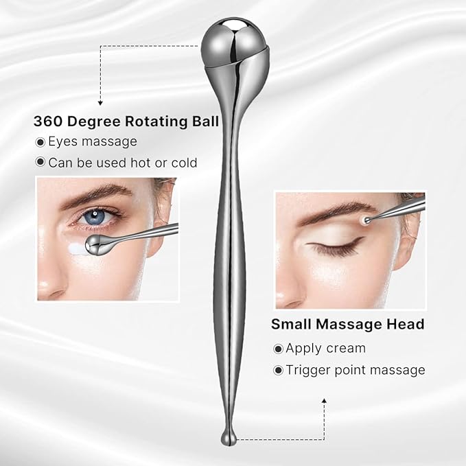 2-in-1 Eye Cream Applicator and Ice Roller, Face Massager Tool for Puffiness, Eye Bags, Muscle Ache