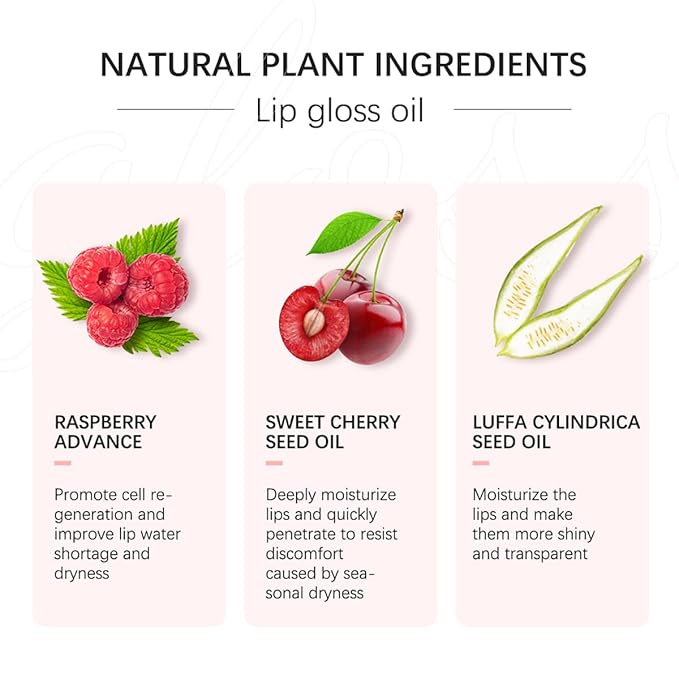 Hydrating Lip Glow Oil Moisturizing Plumping Lip Tint Lip Gloss Transparent Lip Balm Long Lasting Nourishing Repairing Lightening Lip Lines (015# CHERRY)