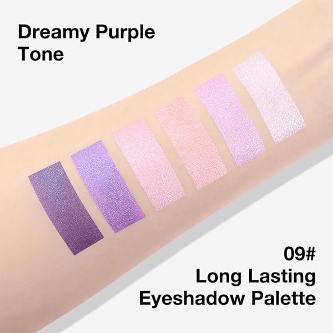 evpct 6 Colors Lavender Purple Pink Eyeshadow Palette, Light Nude Baby Pink Dark Violet Lavender Lilac Purple Glitter Shimmer Sparkle High Pigment Mini Travel Eye Shadow Palette Makeup for Older Women
