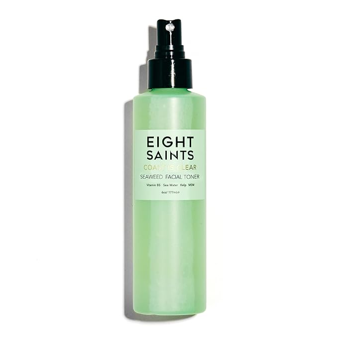 Eight Saints Coast is Clear Seaweed Anti Aging Face Toner, Natural and Organic Alcohol Free Witch Hazel Toner for Face, Minimizes Large Pores and Redness, 6 Ounces
