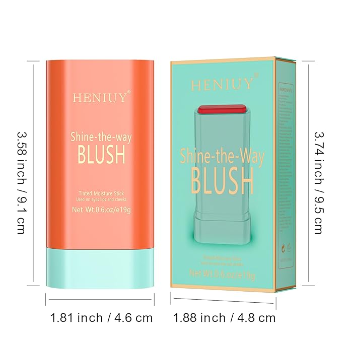 Orange Blush, Multi-Use Blush Stick, Cream Blush for Cheeks, Long Lasting and Waterproof, Natural-Looking Stick Blush for All Skin, Makeup Blush, Coral Orange