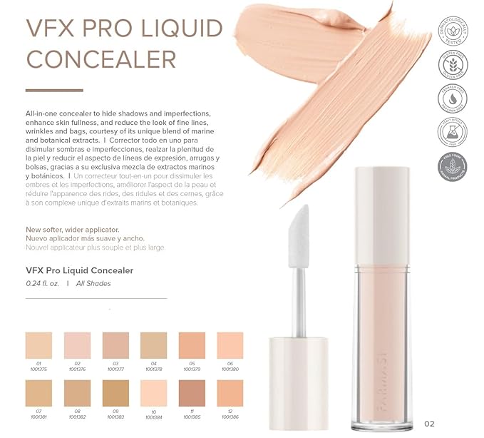 FARMASI Vfx Pro Liquid Concealer Makeup, All-in-one Full Coverage, Highly Pigmented Concealer for All Skin Type, Hide Shadows & Imperfections, Enhance Skin Fullness Foundation Concealer 0,24 Fl Oz N05