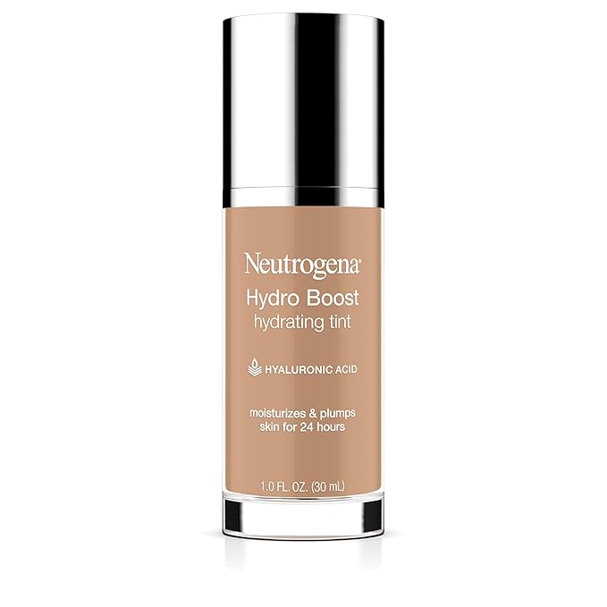 Neutrogena Hydro Boost Hydrating Tint Foundation Makeup for Dry Skin, with Hyaluronic Acid, Lightweight Oil-Free Water Gel, Non-Comedogenic, 40 Nude Color, 1.0 fl. oz