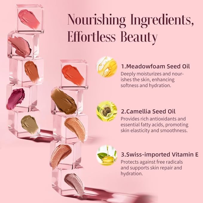 Multi-Use Waterproof Makeup Cream Blush Stick with Brush, Unidollss 3-in-1 Contour Bronzer Blush Stick for Cheeks, Eyes, and Lips, All day wear, Easy Application (07 MOCHA)