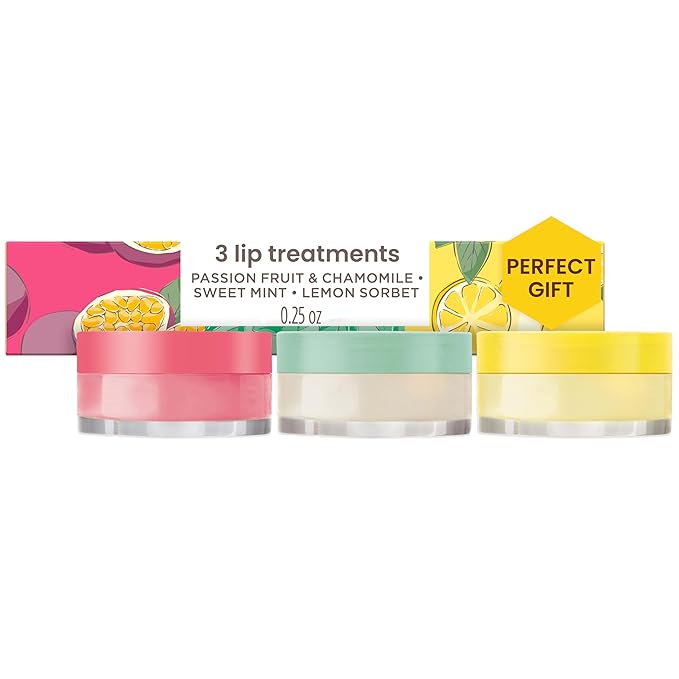 Burt's Bees Lip Mask Set- Overnight Intensive Treatment Revives & Nourishes for All Day Hydration, College Back to School Dorm Essentials, Passion Fruit & Chamomile, Sweet Mint & Lemon Sorbet