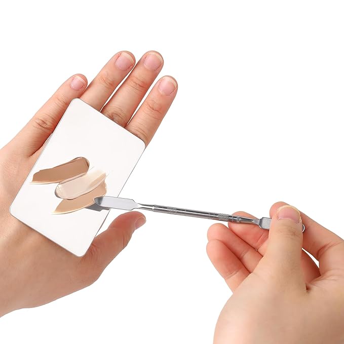 Beauty Spatula, Stainless Steel Makeup Spatula Korean Set Mixing Palette Korean Spatula Set Professional Foundation Cosmetic Palette Nail Art Makeup Tool for Eye Shadow Nail DIY Art