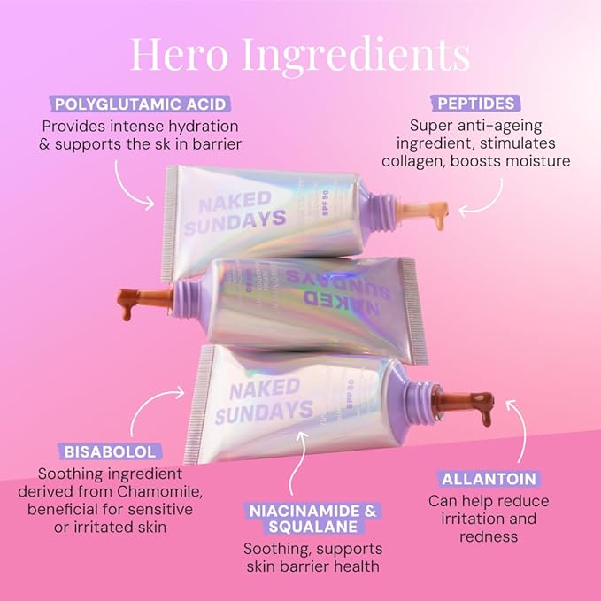 Naked Sundays BeautyScreen™ SPF 50 Mineral Peptide Foundation Tint – 2-in-1 Skin Tint & Mineral Sunscreen | Radiant, Buildable Coverage, Acne-Safe, Infused with Peptides (7 Tan Toffee, 1.01 oz)