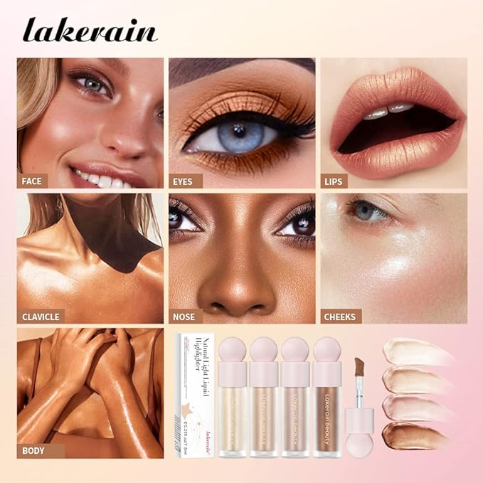 Liquid Highlighter - Luminous Finish Light Liquid Luminizer Makeup Enhanced with Pearl Particles & Botanical Blend, Weightless Dewy Glow for Radiant Skin, Vegan, Cruelty-Free (#01 Moonlight)