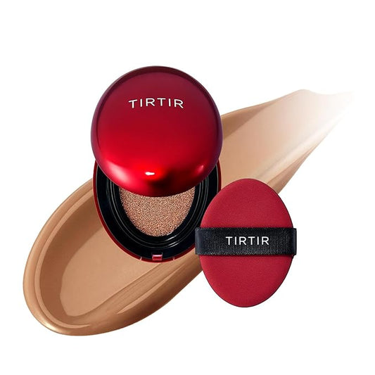 [*Mini Size*] TIRTIR Mask Fit Red Cushion Foundation | Full coverage, Weightless, Skin fit, Satin Glow Finish, Korean Makeup, beauty, Tattoo cover up, Buildable (#37C Almond, 0.15 Fl Oz)