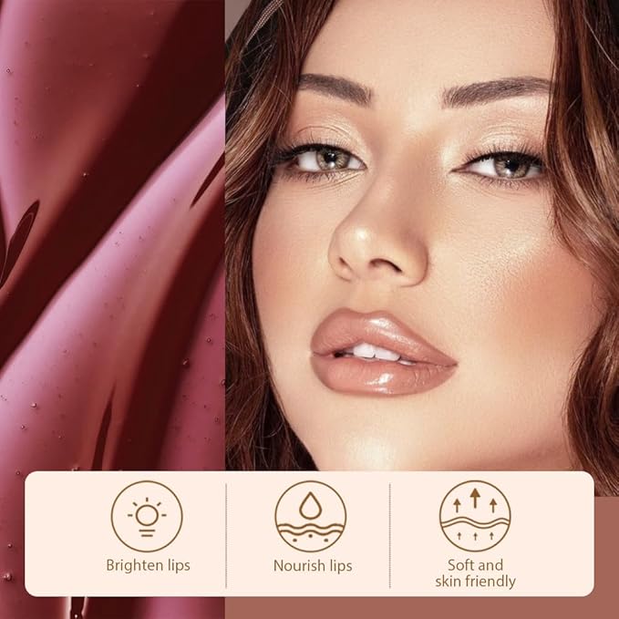 2Pcs Peel Off Matte Liquid Lip Gloss Stain-Lip Liner with Tweezer, Peel Off Lip Stain, Long Lasting & Waterproof Lipstick Tattoo, Transfer-Proof Lip Gloss for All Skin Types (02#+06#, 2Pcs)