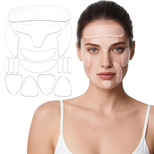 Reusable Neck Wrinkle Silicone Patches - Skin Firming Lifting Moisturizing for Women, Smile Line Facial Chest Forehead Anti-Wrinkle Patches Anti-Aging Facial Masks for Skin Lines Removal (16Pcs)