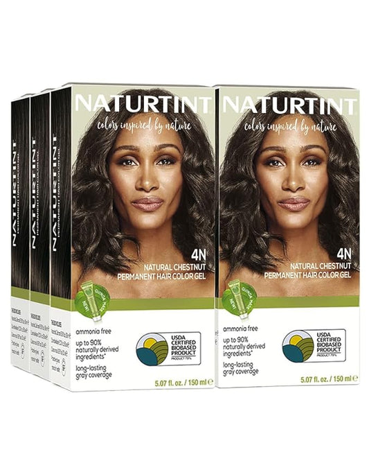 Naturtint 4N Natural Chestnut Permanent Hair Color (Pack of 6), Ammonia Free, Vegan, Cruelty Free, up to 100% Gray Coverage, Long Lasting Results (Packaging may vary)