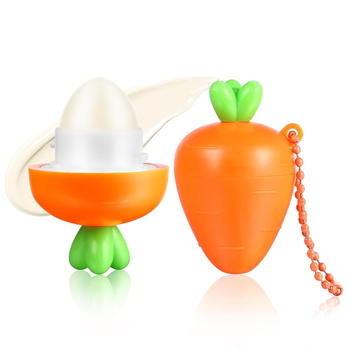 KISSIO Lip Balm,Carrot Lip Balm,Lip Care with B5 Panthenol,Macadamia Seed Oil and Olive Oil,Moisturize and Soothe Dry Chapped Lips,Make Lips Soft,Cruelty Free,0.12 oz(03#Carrot)