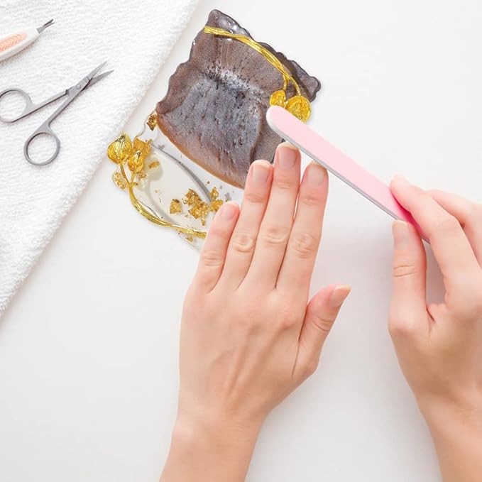 Resin Nail Art Palette, Nail Art Painting Palettes with Nail Palette Stirring Rod Gold Edge Nail Holder Nail Art Display Board Fashion Delicate Nail Tool Accessories, Type 2