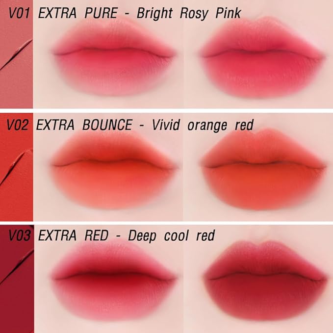 BBIA Last Velvet Tint - Soft & Creamy Matte Finish Lip Stain, Blur Effect with Velvety Texture, Long-Lasting, High Pigment, Lightweight, Non-Drying, Vegan, Korean Lip Makeup (V03 EXTRA RED)
