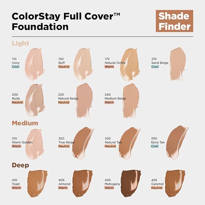 Revlon Liquid Foundation, ColorStay Face Makeup for Normal and Dry Skin, Longwear Full Coverage with Matte Finish, Oil Free, 320 True Beige, 1.0 Oz