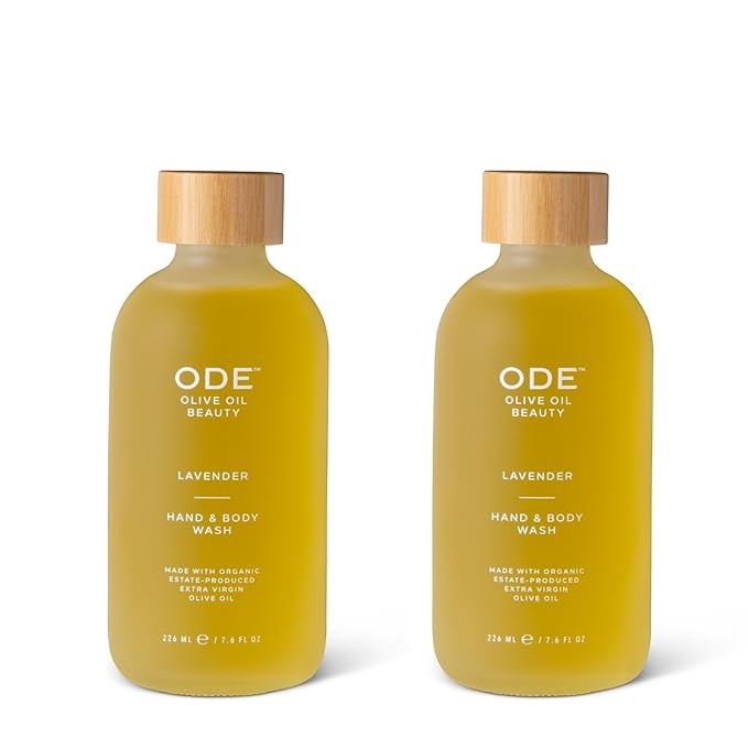 McEvoy Ranch Lavender Hand & Body Wash (2-pack) by ODE Olive Oil Beauty, Organic EVOO, California Made, Nourishing Foaming Wash
