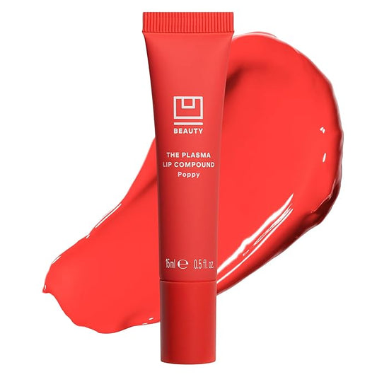 U Beauty The PLASMA Tinted Lip Compound Anti-Wrinkle & Anti-Aging Treatment - Shimmery Plumping Lip Gloss with Hyaluronic Acid, Shea Butter, Salicylic Acid & Peptides to Deeply Hydrate,Poppy- 15 mL