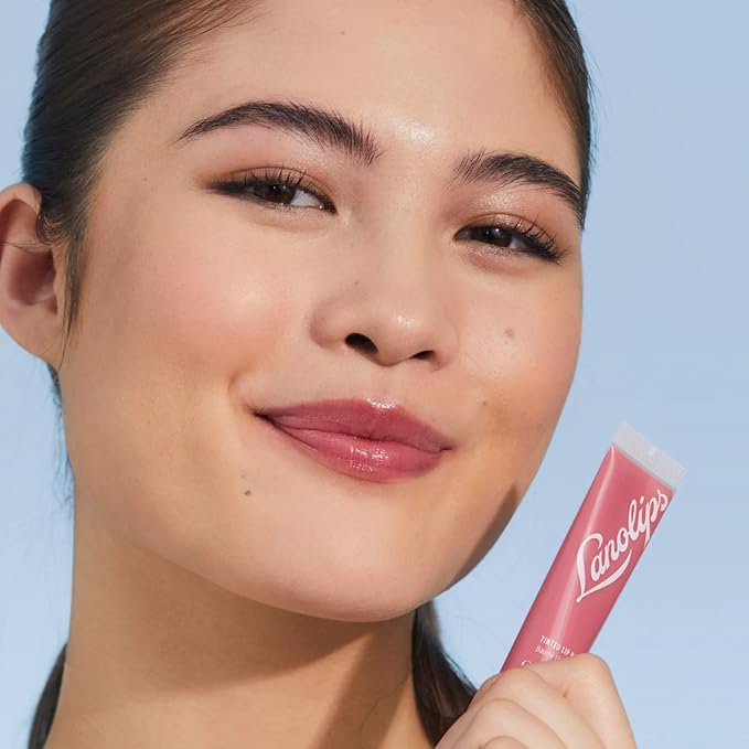 Lanolips Tinted Balm, Rhubarb - Moisturizing Lip Tint with Lanolin and Gloss for Shiny, Hydrated Lips - Hydrating Lip Balm for Dry Lips (12.5g / 0.44oz)