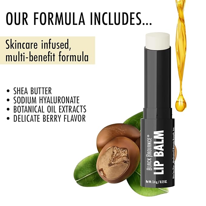 Black Radiance Beyond A Pout Plumping Lip Balm, Moisturizes & Conditions with a Blend of Botanical Oils & Hyaluronic Acid For a Glossy Finish, Vegan, Cruelty-Free - Pamper