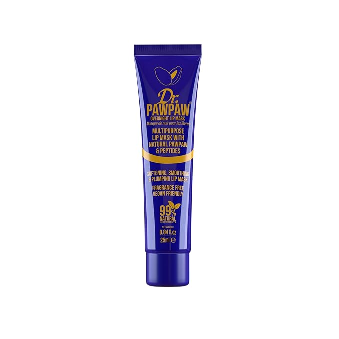 Overnight Lip Mask - Multi-Purpose Balm, Natural Pawpaw & Peptides Smooth Skin, Cracked Lips, Vegan, Ethical Beauty & Fregrance Free (25 ml)