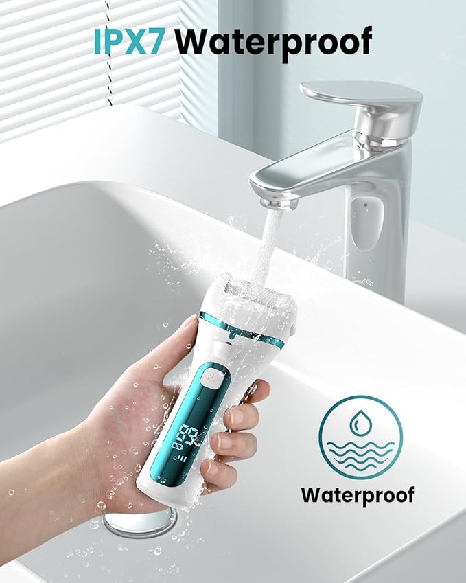 PUBOO Foot Callus Remover Electric 10000 RPM 3-Speed IPX7 Rechargeable Pedicure Kit for Hard Skin Women & Men. Portable Multi-Roller File Grinder Sander Scrubber with LED Display for Wet & Dry Feet