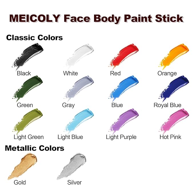 MEICOLY Orange Face Body Paint Stick(1.06 Oz),Cream Blendable Face Paint,Orange Eye Black Baseball/Softball,Sweatproof Waterproof Face Painting for Halloween Pumpkin Special Effects SFX Cosplay Makeup