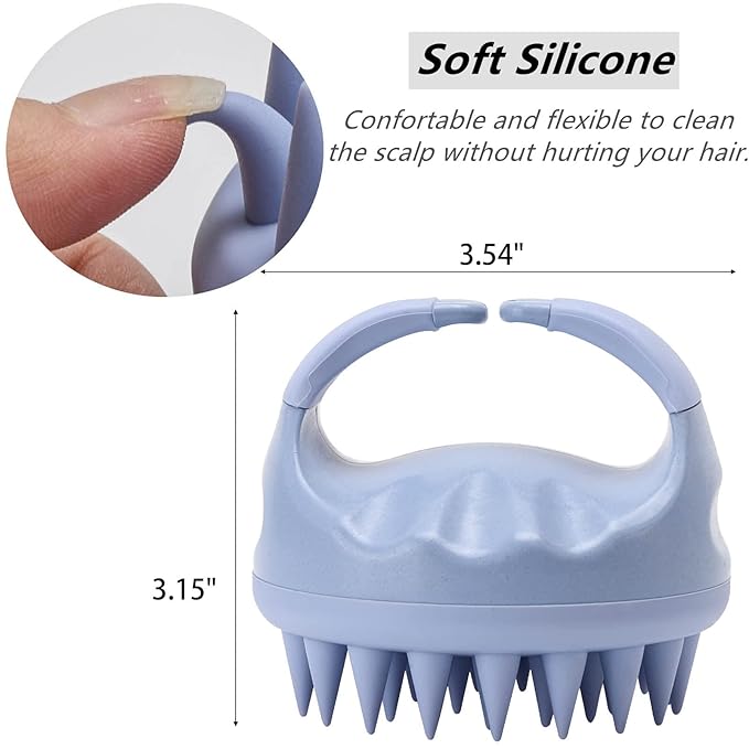 Silicone Hair Scalp Massager Shampoo Brush Scalp Scrubber Hair Washing Brush Exfoliating Brush Head Scrubber for Shower - Blue