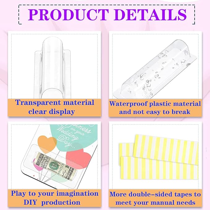 WESAPPINC Clear Chapstick Pouch Plastic Lip Balm Pouches for Gift Cards & Money Cards,Lip Balm Plastic Cover with Adhesive (35PACK)