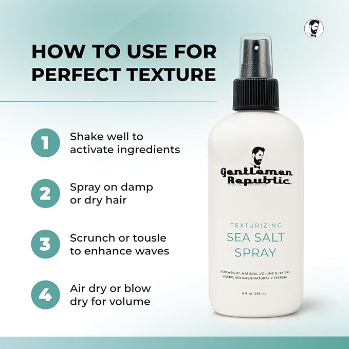 Gentlemen Republic Sea Salt Spray for Men & Women – Hair Texturizing Spray with Dead Sea Salt, Vitamin E & Kelp – Adds Volume & Texture – Lightweight Texturizing for Hair Men – 8 oz