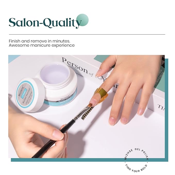 MIZHSE Builder Gel For Nails - 60g Clear Hard Gels Builder Nail Gels For Extension Gel Nails Strengthen Nail Art Manicure Kit With 100pcs Dual Forms And Brush