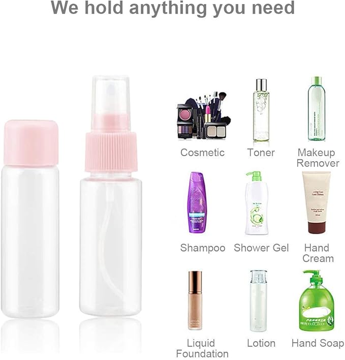 Vitog Travel Bottles Kit, TSA Approved Leak Proof Portable Toiletry Containers Set, Clear PET Flight Size Cosmetic Containers for Lotion, Shampoo, Cream, Soap, Set of 11