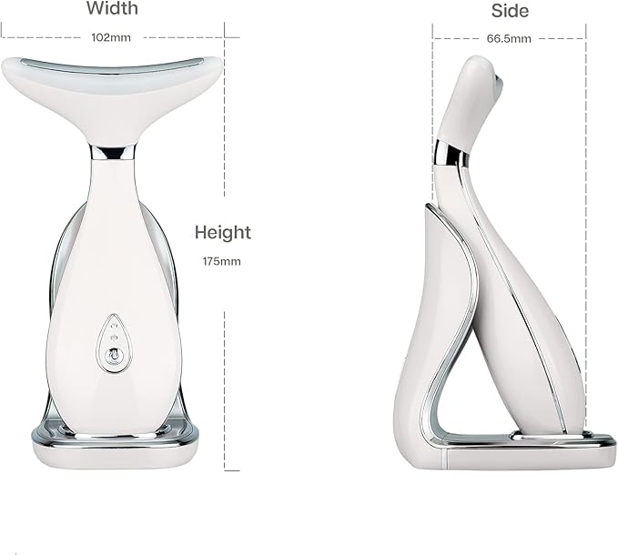 Lily Neck Face Massager, Face Sculpting Tool, Skin Rejuvenation Device with Thermal, Triple Action LED and Vibration, for Anti-Aging, Lifting and Tightening Sagging Skin (Pearl White)