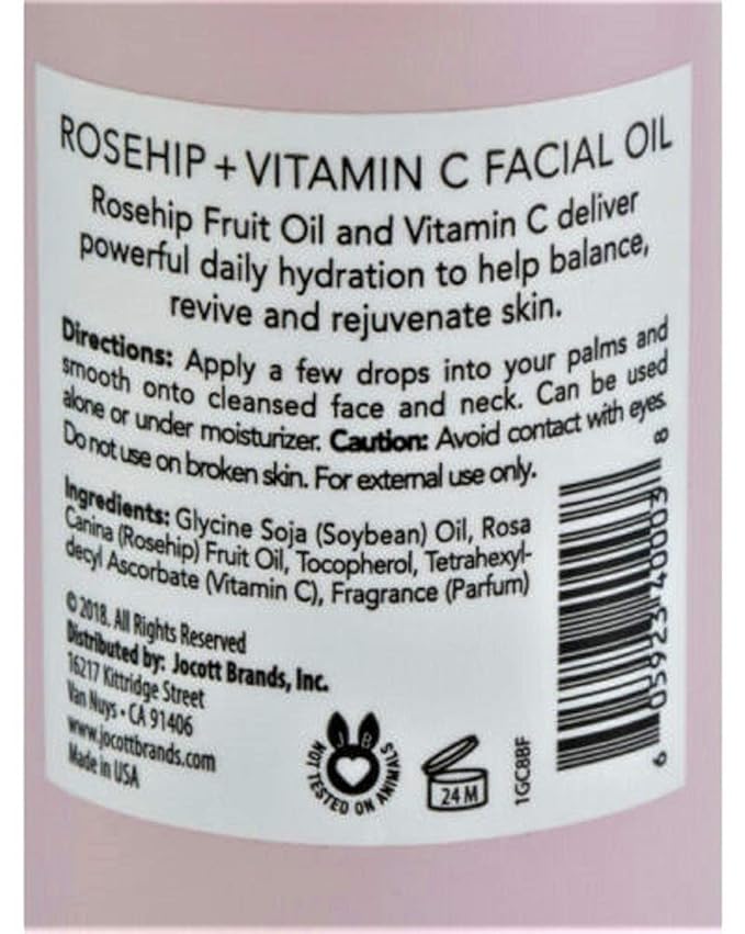 Pearlessence Rosehip Balancing Facial Oil + Rosehip Fruit Oil & Vitamin C | Daily Hydration to Help Balance & Revive Skin | Made in USA & Cruelty Free