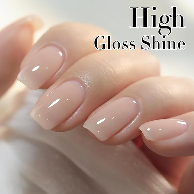 Double Rhythm 0.5Oz Translucent Gel Polish Sheer Neutral Natural Light Milky Same Color Same Bottle 15ML Jelly Gel Polish Art DIY at Home (Nude Beige-A1417)