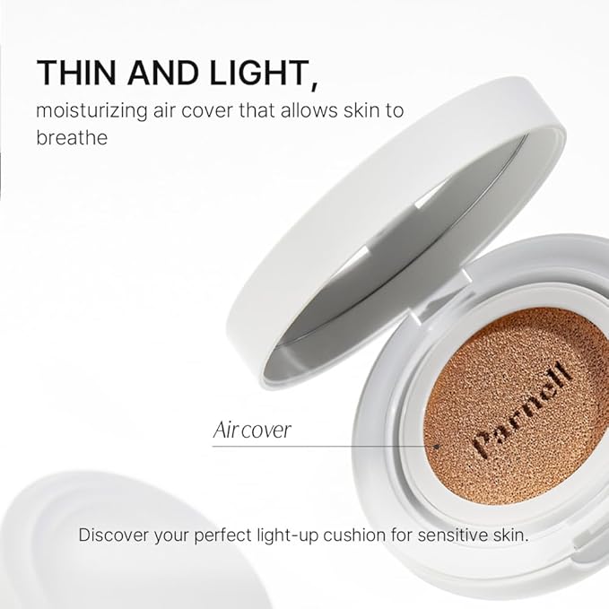 Parnell Cicamanu Serum Cushion - Moisturizing Foundation for Soothing, Coverage, Glass Skin and Lightweight for Sensitive and Dry Skin Pearl Skin (0.52 Fl Oz) (#21 Fair Ivory)